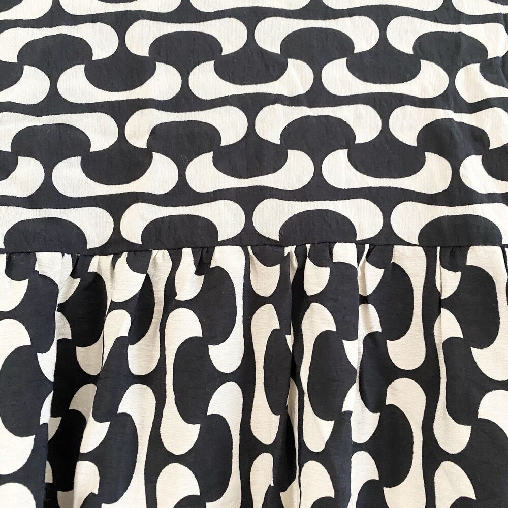 Zara The‎ Paula Dress Women's XS Black/Cream Retro Geometric Print Flowy Tunic - Picture 10 of 11